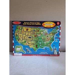 Melissa And Doug ~ USA Map Sound Puzzle - Wooden Puzzle See & Hear ~ NEW Sealed